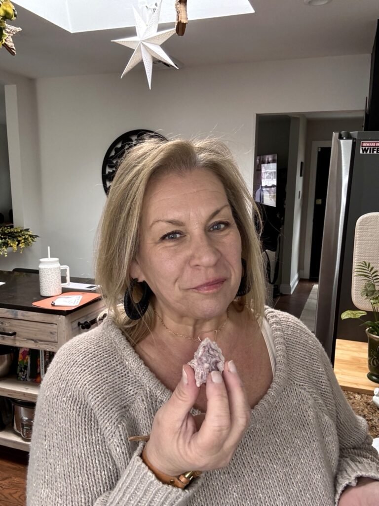 High protein frozen yogurt bites texture close up holding bite homemade results